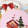 Christmas Pattern CrossStitch Kits Embroidery Starter DIY Kits with Embroidery Clothes Hoop Thread Needle for Beginner