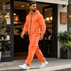 Men's Zip-Up Hoodie and Jogger Set with Multiple Pockets for Activewear
