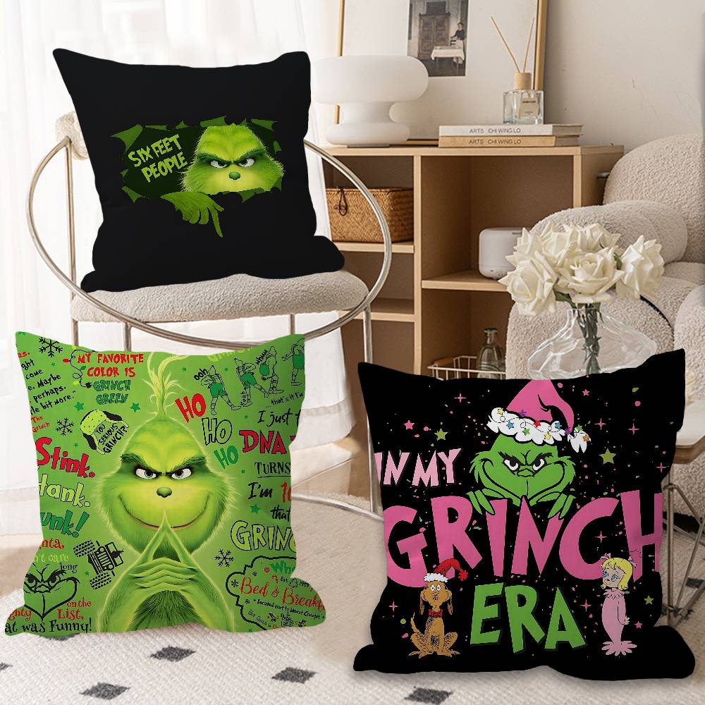 Movie The classic G-Grinches Pillow Covers Cartoon Sofa Decorative Home Double-sided Printing Short Plush Cute Cushion Cover