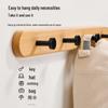 Solid Wood No-Punch Adhesive Coat Rack: Tiered Entryway/Wall/Door Mount Hanger