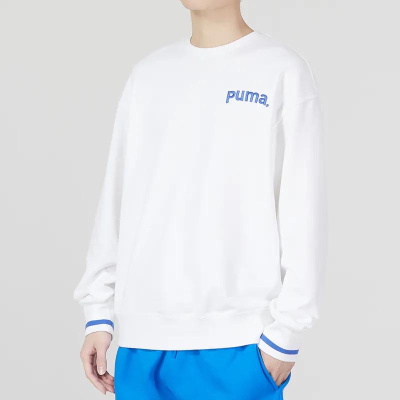 Puma Sweatshirts Men's White Crew Neck Moderate Regular (Unisex) Sweatshirts 620614 02