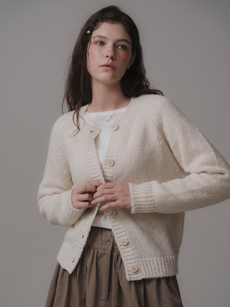 Themitten Suave Knit Cardigan (Cream)