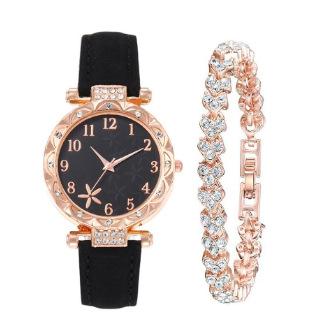 Female Black Starfish Pattern Dial Female Watch, Fashionable Female Quartz Watch + Bracelet Female чёрный
