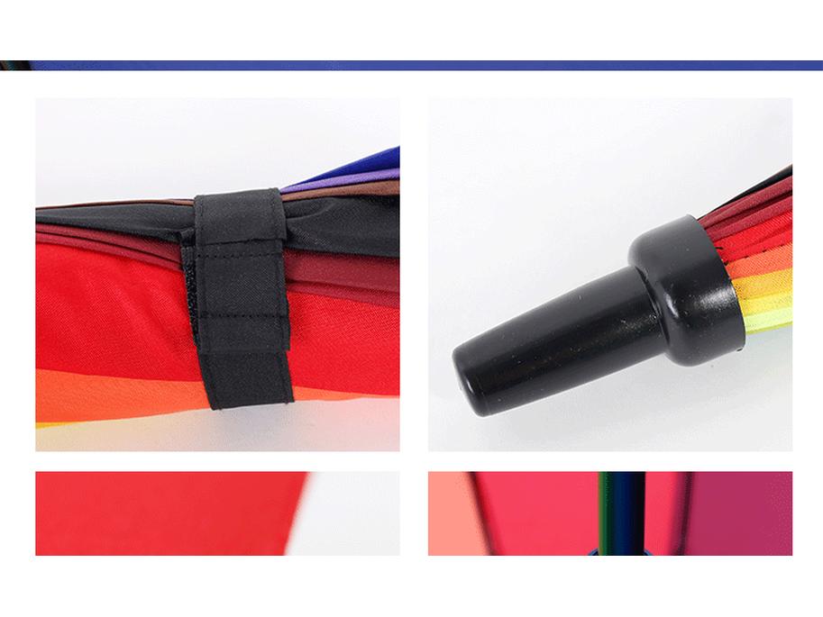 Automatic 16-Rib Rainbow Umbrella with Long Handle and Custom Logo