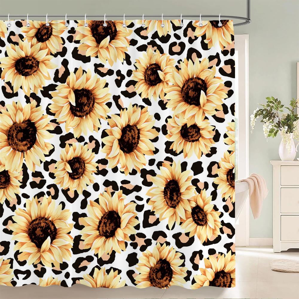 Beautiful Colorful Sunflower Flower Printed Shower Curtains Frabic Waterproof Polyester Decor Bath Curtain With Hooks 240x180cm