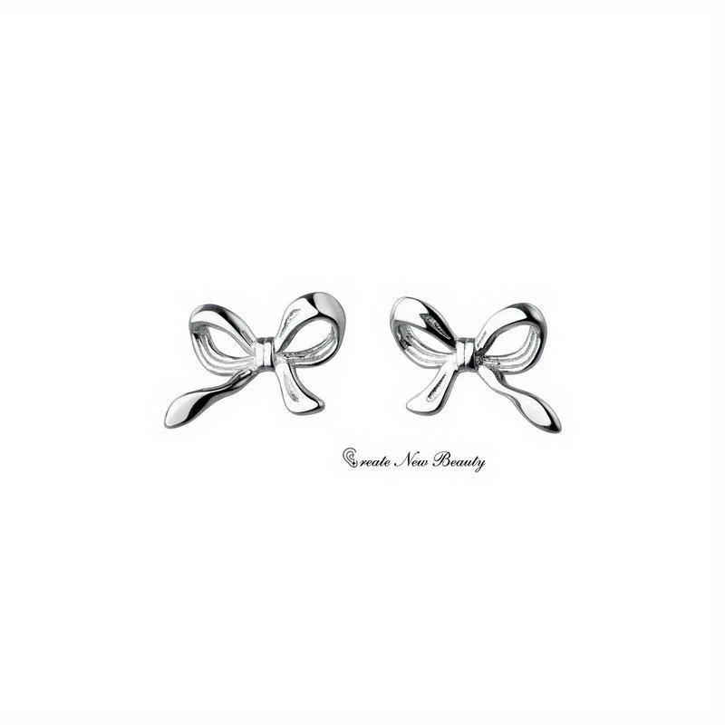 Ohrringe für Frauen, süße, niedliche Ohrstecker mit Schleife, 925er Silbernadeln, schlichter, minimalistischer Ohrpiercing-Schmuck, Geschenke