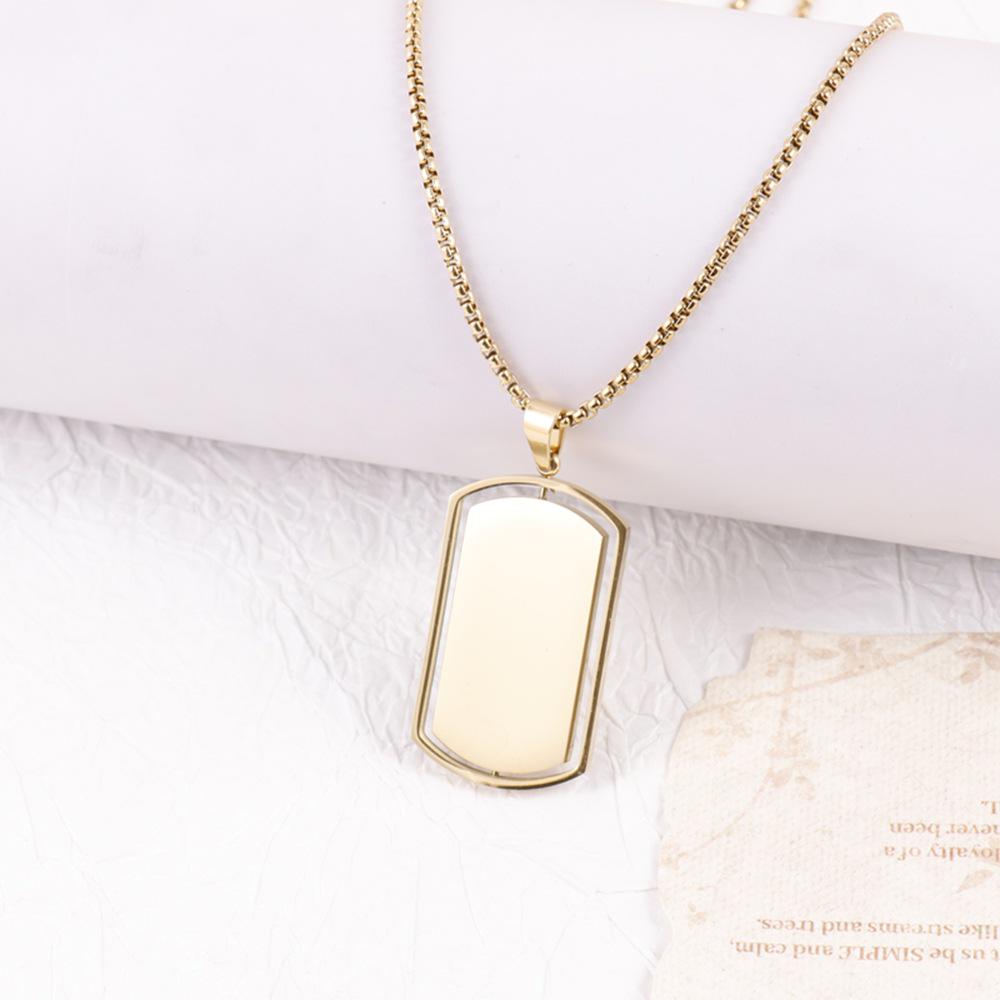 Men's Trendy Rotatable Tag Pendant Necklace in Stainless Steel