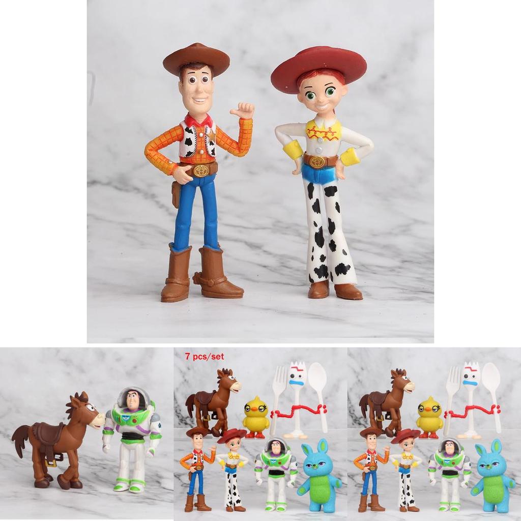Toy Story 4 Woody Lightyear Rex Alien Bear 7 Pcs Action Figure Cake Topper Toys Vibrant And Detailed Pvc Collectibles