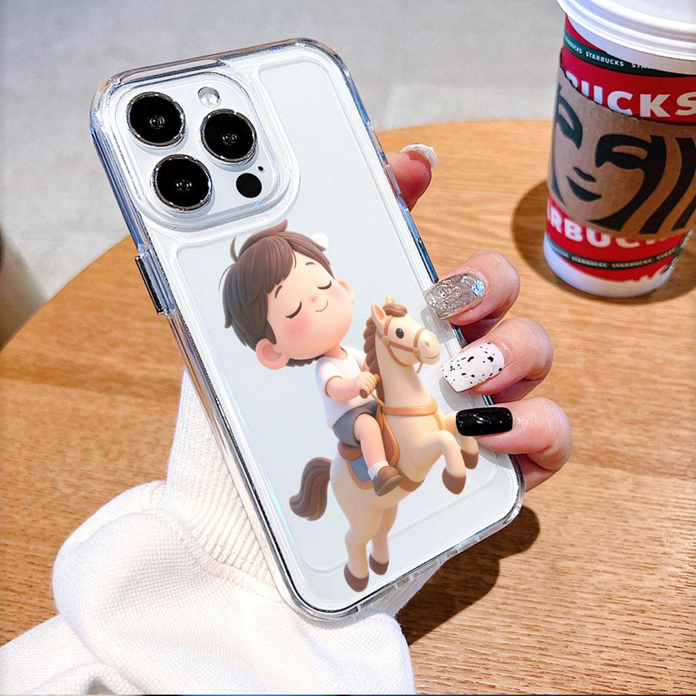 Boy Riding Horse Figurine Transparent soft TPU Phone Case for Xiaomi Redmi Note 15 14 13 12 11 10 9 Pro Plus 4G 5G Soft Cover