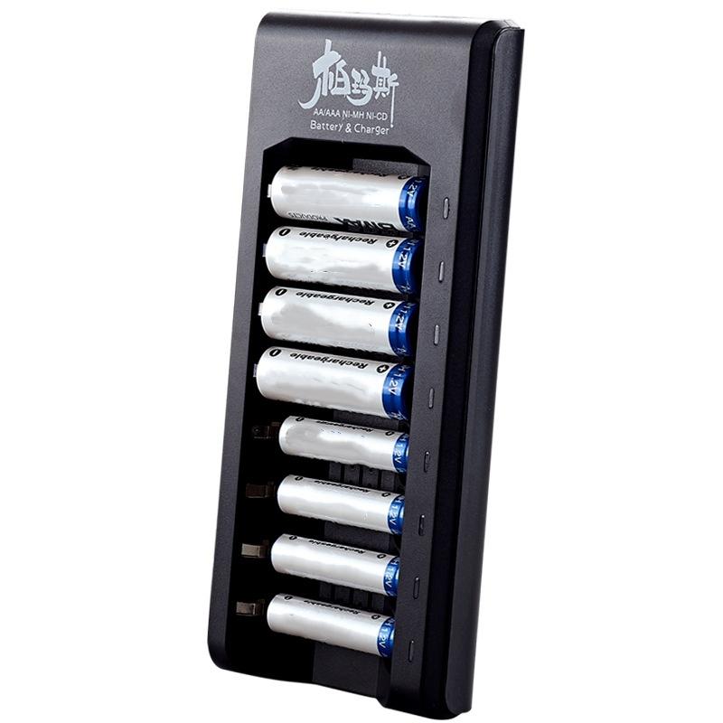 1Pcs Fast Charging Short Circuit Protection Rechargeable Battery Charger Usb Output 8 Slots For 1.2V Nimh Aaa/Aa Battery Charger