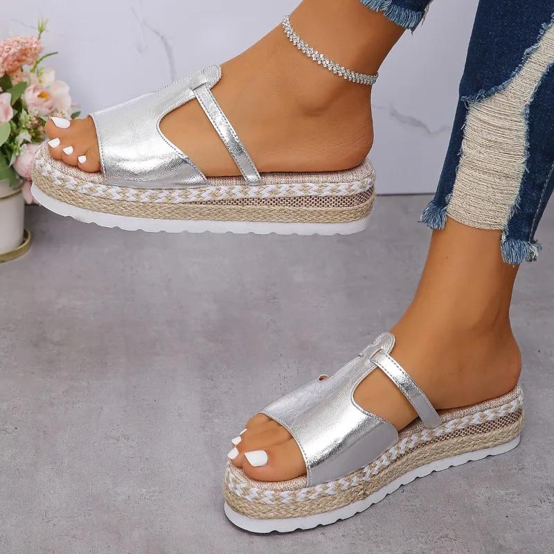 Fashion Women's Shoes 2024 High Quality Plus Size Women's Slippers Fashion Solid  Casual Slippers Women New Peep Toe Platform Sandals