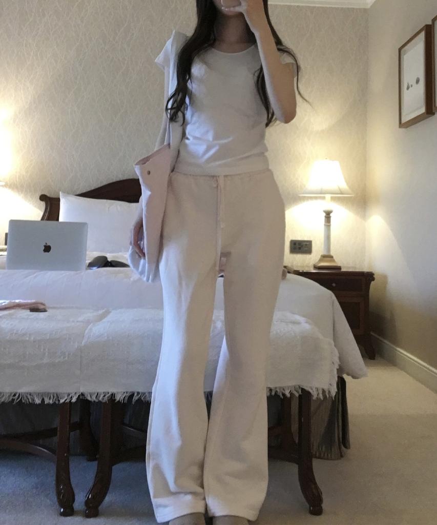 WHISFAIRY Dear Semi Bootcut Pants - Pink