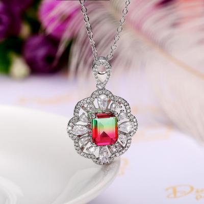 Collier en oxyde de zirconium AAA, magnifique et élégant, accessoire de fête pour femme, cadeau fantaisie, chaîne couleur argent, bijoux