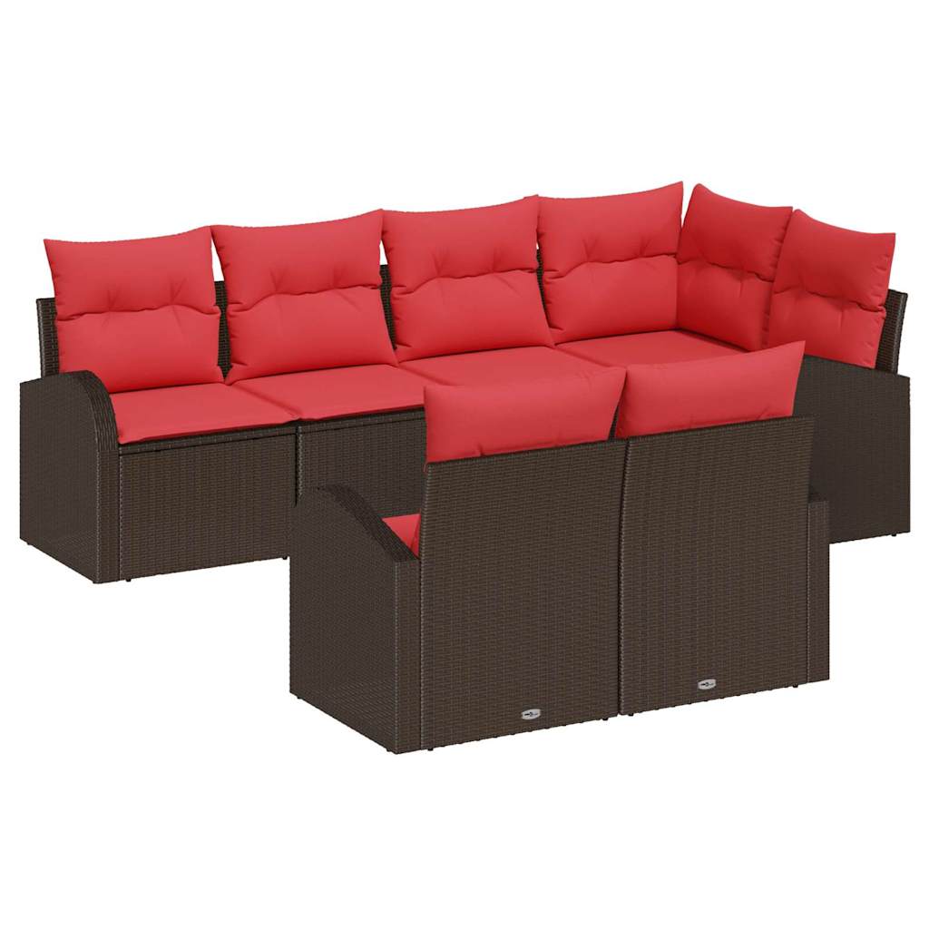 Garden Sofa Set Brown Poly Rattan