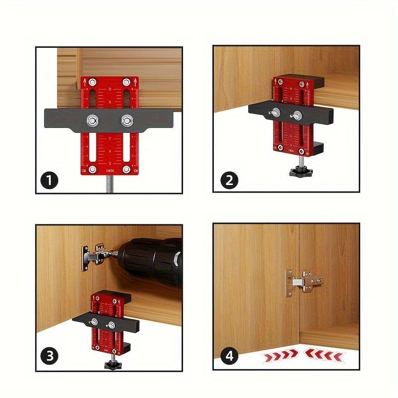 Aluminum Cabinet Door Positioning Jig, Precision Measurement Drilling Tool, Manual Tool Kit for Home Renovation, Metal & Aluminum Material