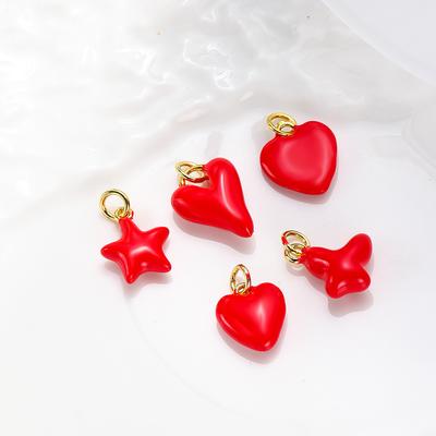 Niche Fresh Red Oil Drop Love Butterfly Star Pendant Necklace Jewelry DIY Accessories Pendant Handmade Materials