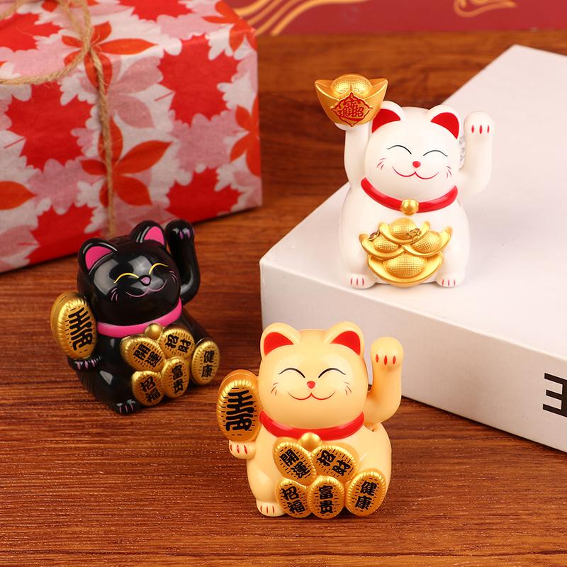 1 Stück Mini Solarbetriebene Chinesische Glückskatze Reichtum Winken Schütteln Hand Glück Willkommen Katze Süße Glückskatze Home Auto Dekor Geschenk