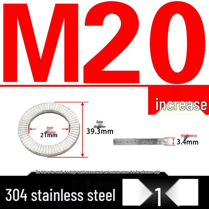 Double-Stacked Interlocking Toothed Anti-Slip Lock Washer 304 Stainless Steel DIN25201