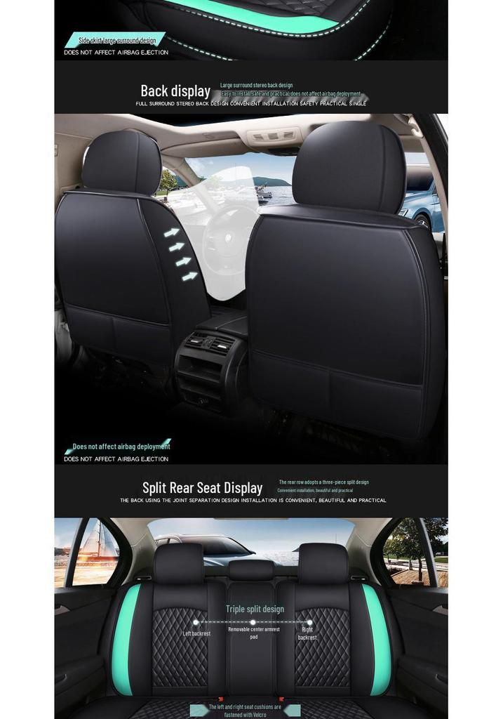 4-Season 3D Full Surround Leather Car Seat Cushion Cover for Sedan