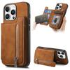 For iPhone 16 Pro Case Magnetic Detachable Zipper Card Holder Leather+TPU Phone Cover