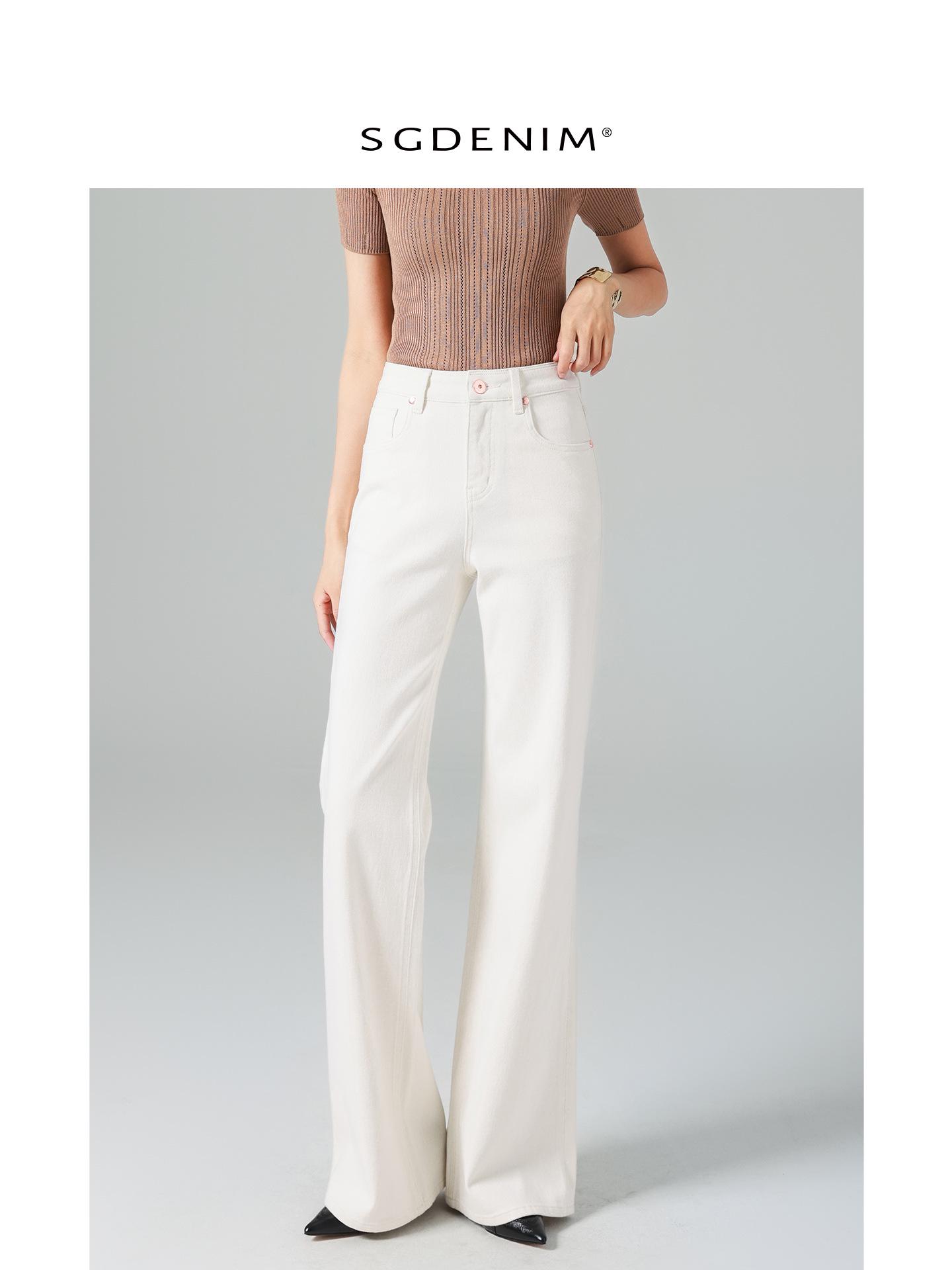 

Women s High-Waisted Micro-Flare Wide-Leg Jeans - White, Relaxed Fit, Autumn Slimming 30 (127-135 lbs)