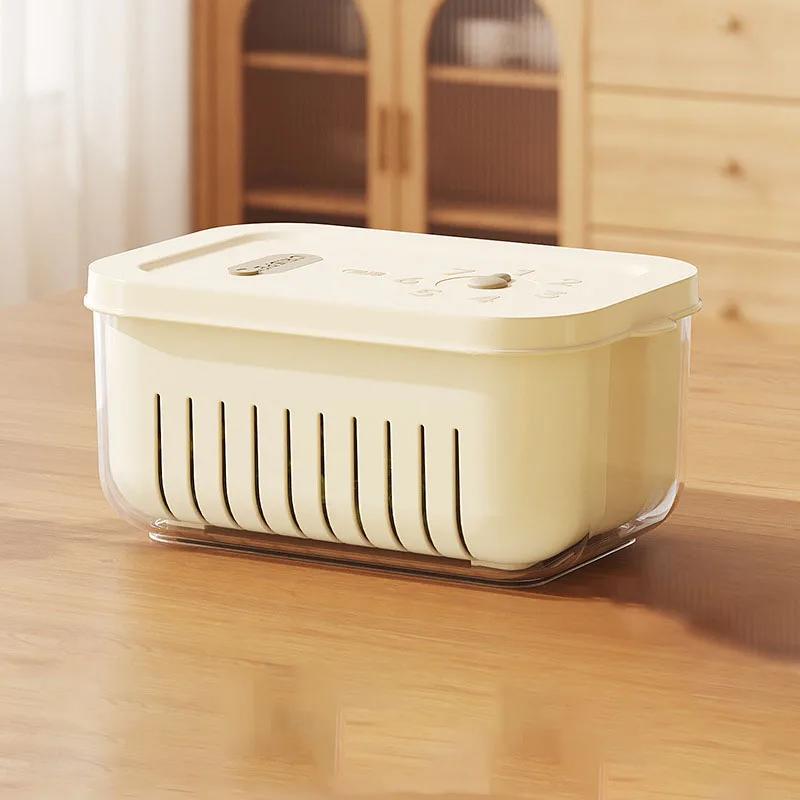 Refrigerator Sealed Box for Vegetable Fruit Crisper Box with Drain Basket Double-layer Food Organizer Containers Reusable Case