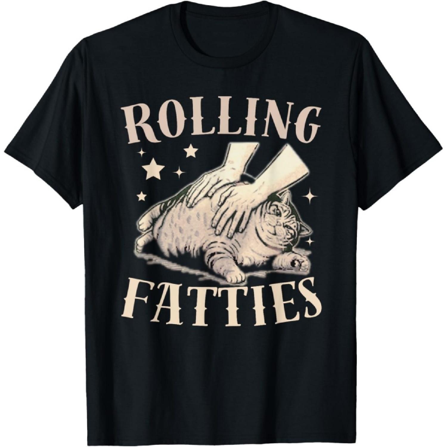 ObRenKi Rolling Fatties Cat Funny Fat Cat Meme Cat Mom, Dad T-Shirt S