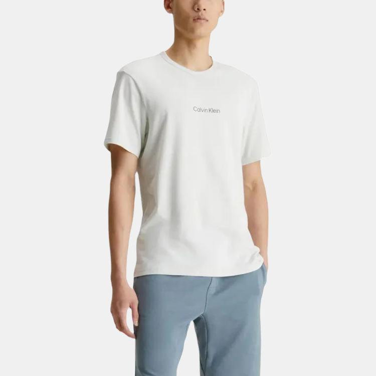Calvin Klein Logo Tričko s okrúhlym výstrihom rovného strihu s krátkym rukávom Pánske tričká biele 000NM2170E-CJH