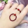 Red Bead Ring for Men & Women - Stylish, Versatile, Fashionable Good Luck Band for Couples