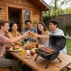 Smokeless Portable Barbecue Grill Dual Purpose Frying and Grilling Lightweight Camping Outdoor Home Stove Roaster Rack Hearth