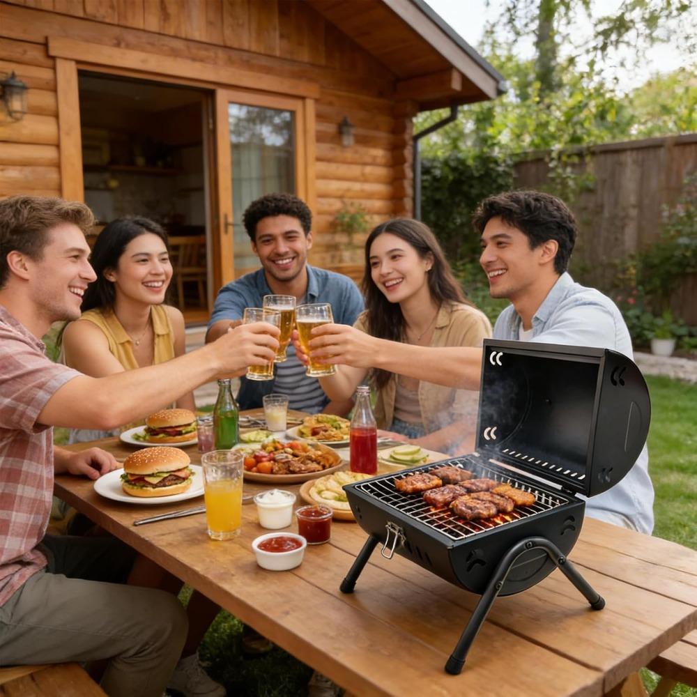 Smokeless Portable Barbecue Grill Dual Purpose Frying and Grilling Lightweight Camping Outdoor Home Stove Roaster Rack Hearth