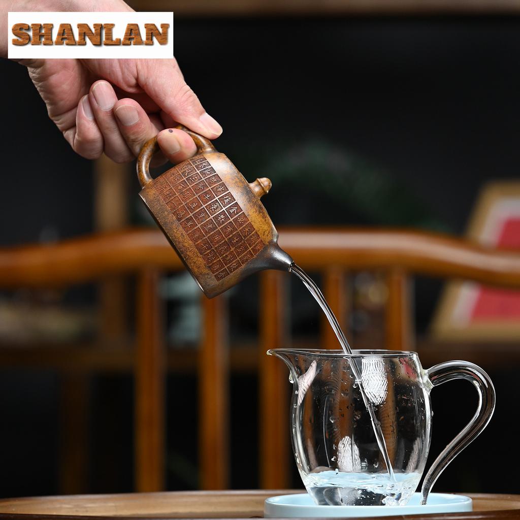 170ml Yixing Purple Clay Teapots Handmade Well Fence Pot Raw Ore Wood-fired Porcelain Mud Kettle Chinese Zisha Teaset Collection