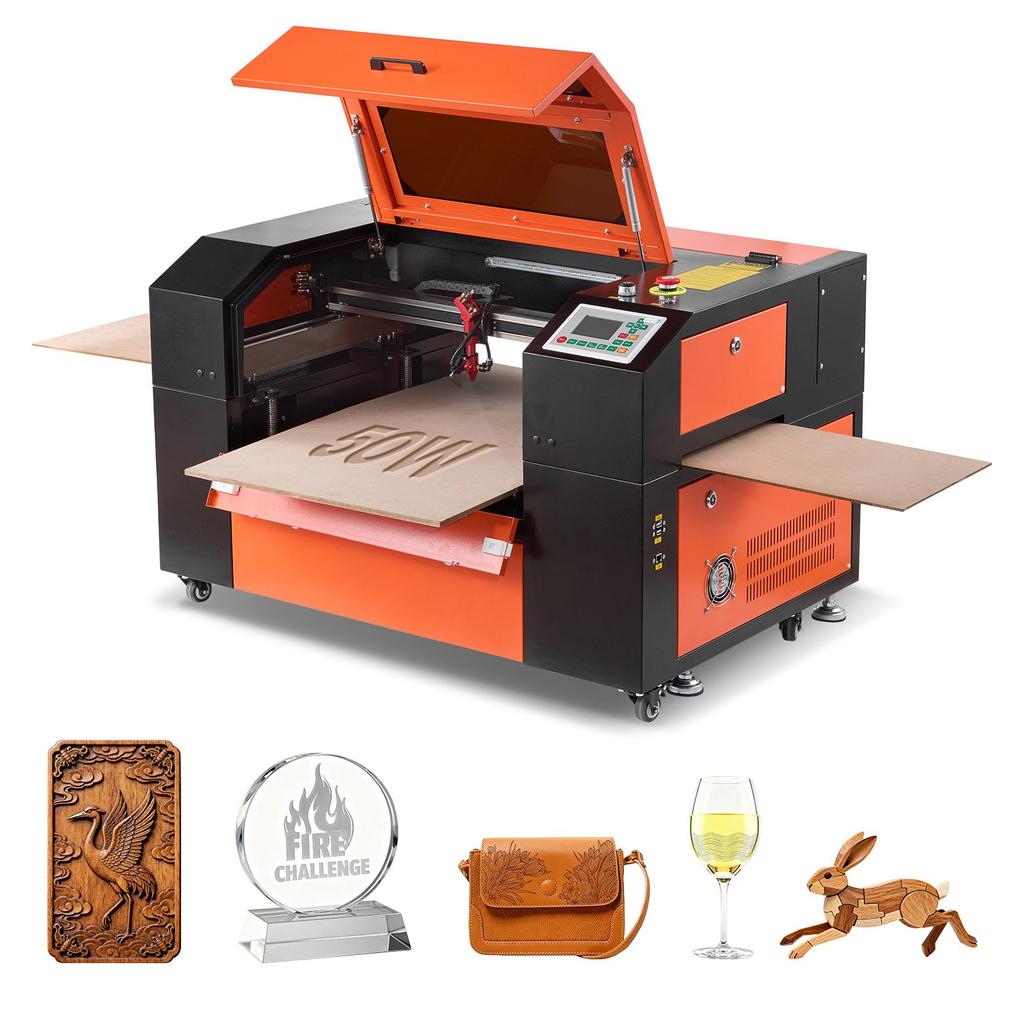 VEVOR 50W CO2 Laser Engraver, 500 x 300 mm, CO2 Laser Engraver Cutter Machine with 4 Way Pass Air Assist, Engraving Cutting Machine