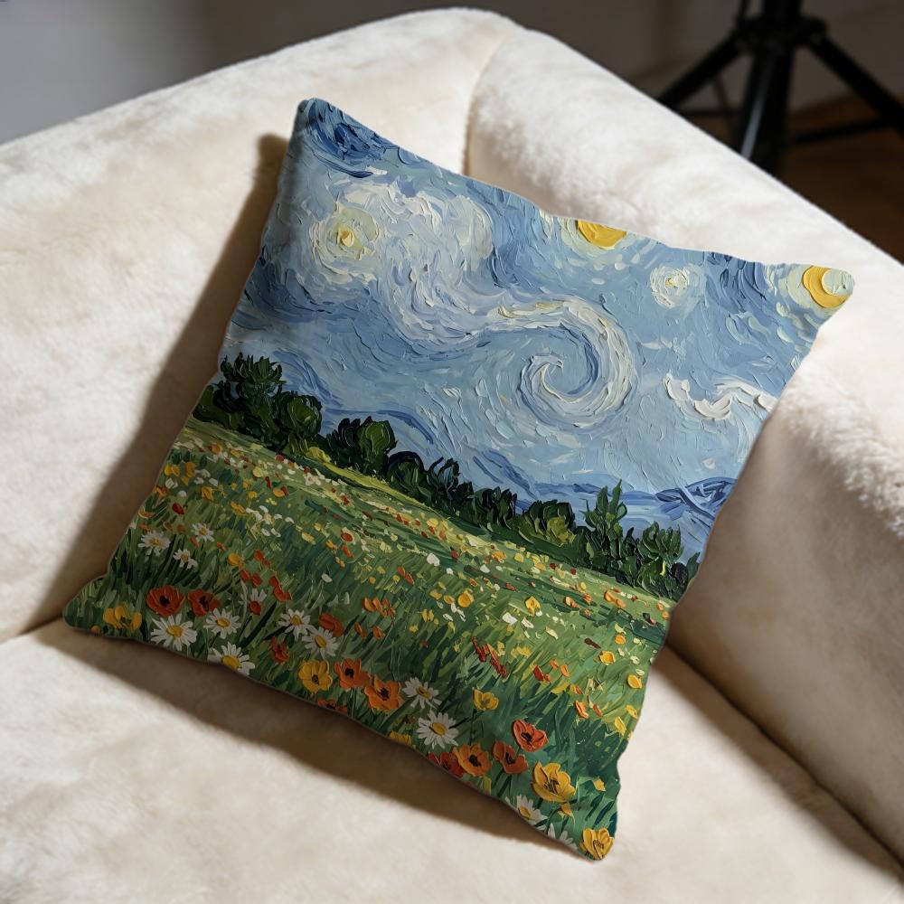 Hot VVincent Van Goghed Cushion Cover Soft Decorative Pillow Case Suitable for Bedroom Sofa Car Travel Use