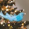 Festive Charm Home Decoration Glitter Feather Bird Ornament Sparkling Design with Clip Holiday Christmas Tree for Accent