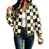 Women's Loose Casual Zip-Up Jacket Vintage Plaid Outerwear for Fall Winter Everyday Wear