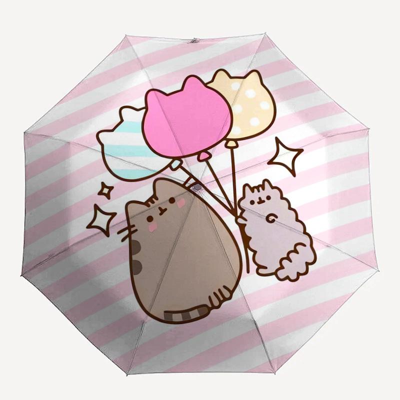 

1 шт. Пушин, узор с шарами, Маленький компактный складной ветрозащитный зонт для путешествий, Автоматический складной зонт, Автоматическое открытие/закрытие, Подарок-83