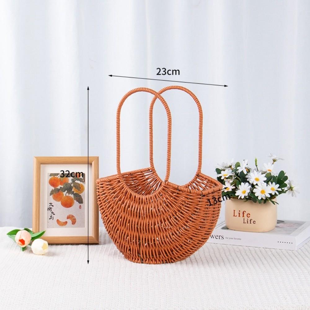 Hand-Woven Imitation Rattan Basket Willow Rattan Picnic Weaving Basket Flower Girl