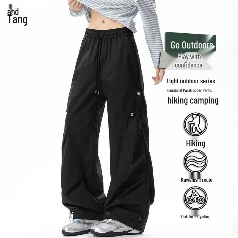 Men's American High-Street Pleated Cargo Pants