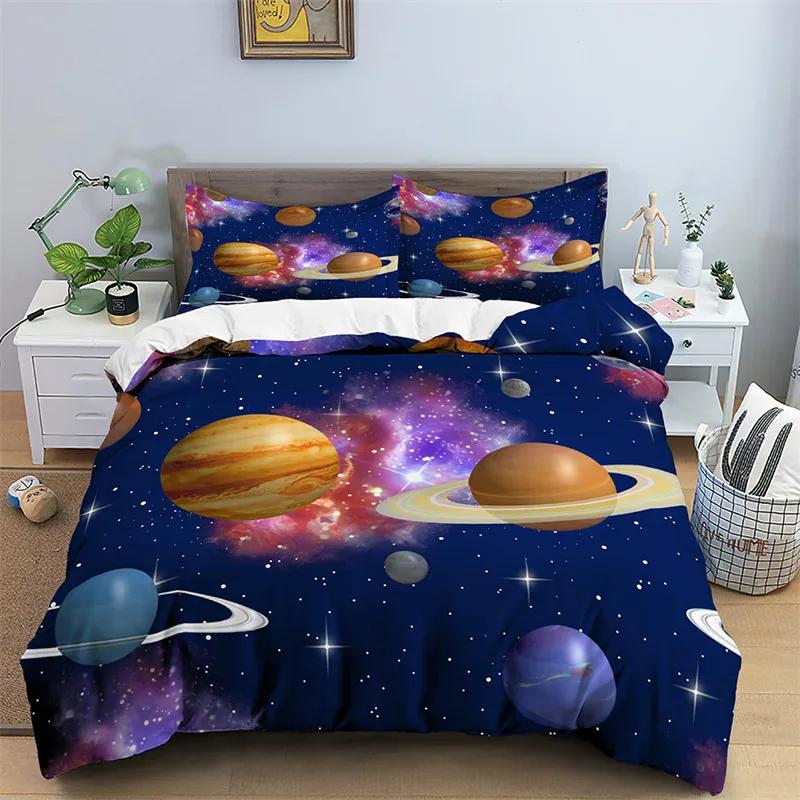 Starry Sky Bedding Set Boundless Abstract Galaxy Print Duvet Cover Microfiber Mysterious Outer Space Comforter Cover Twin Queen