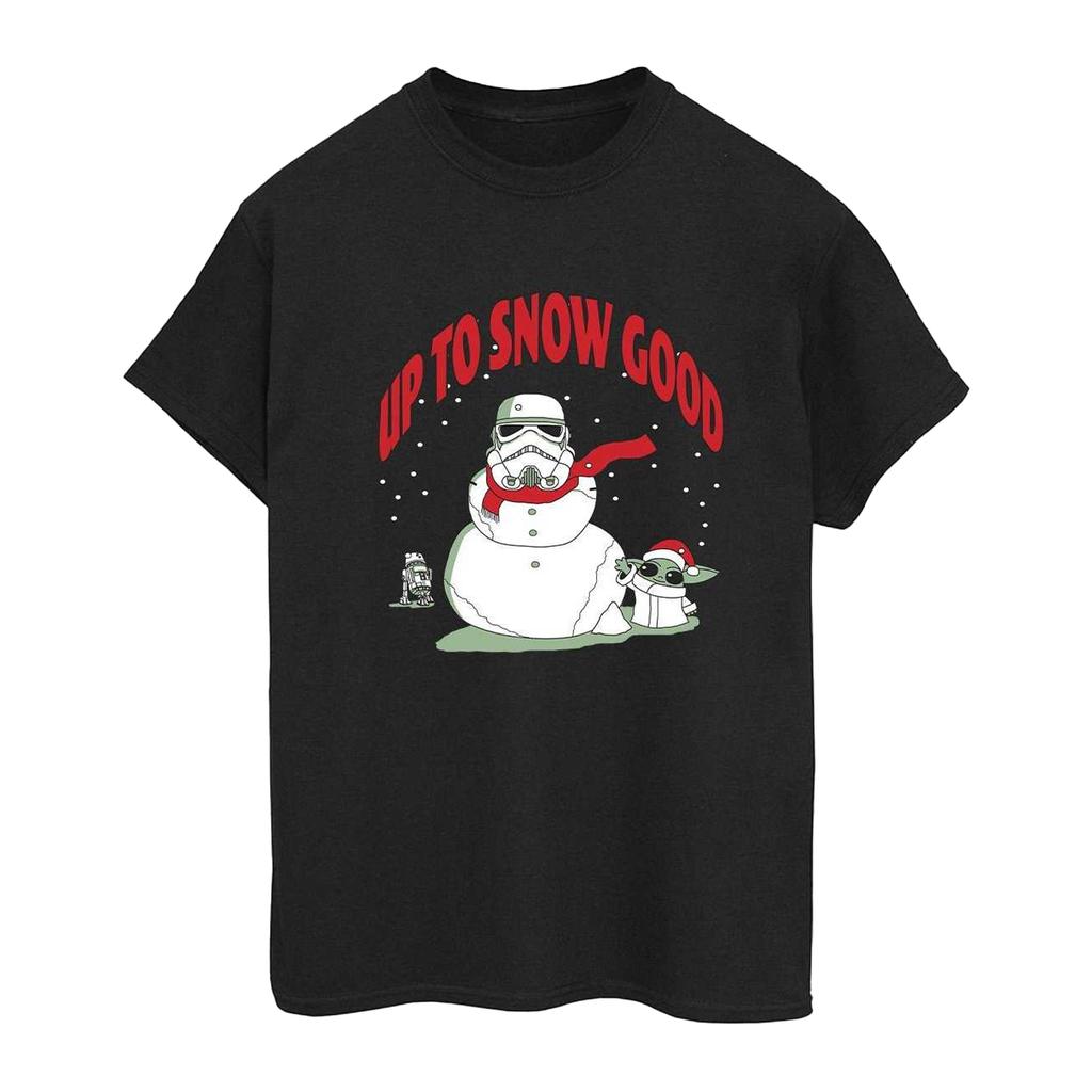 Star Wars The Mandalorian Womens/Ladies Up To Snow Good Boyfriend T-Shirt