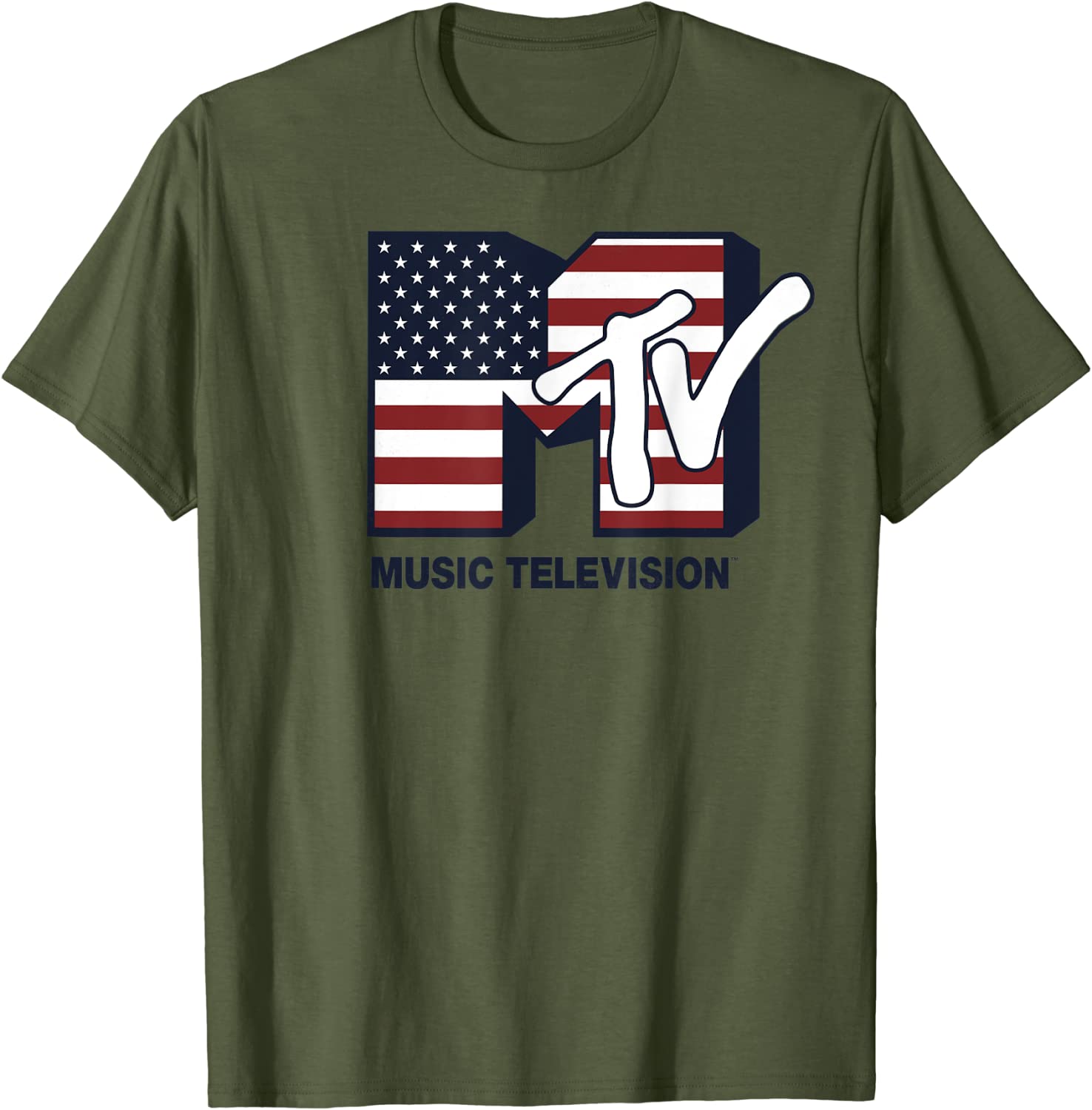 MTV Logo American Flag Graphic TShirt S
