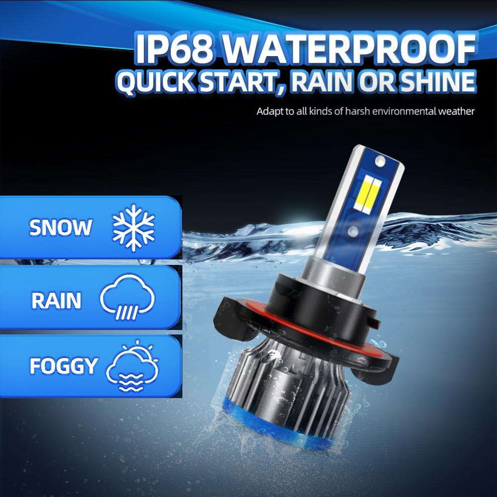 2PCS High/Low Beam H13 LED Headlight Bulb 150W 25000LM LED Headlights IP68 Waterproof 6000K White Auto Led Lights