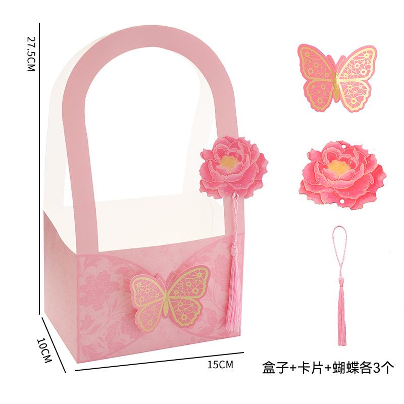 

3PCS Butterfly Portable Flower Box Gift Box Flower Tote Bag Rose Candy Dessert Packaging Box Valentine s Day Weeding Gift 15x27.5cm