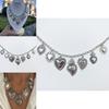 Vintage-inspirierte Silber-Herz-Anhänger-Halskette mit einzigartigem geometrischem Design für Damen