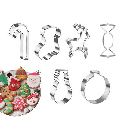 6Pcs Christmas Cookie Cutter Gingerbread Xmas Tree Mold Christmas Cake Decoration Tool Navidad Gift DIY Baking Cookie Mould