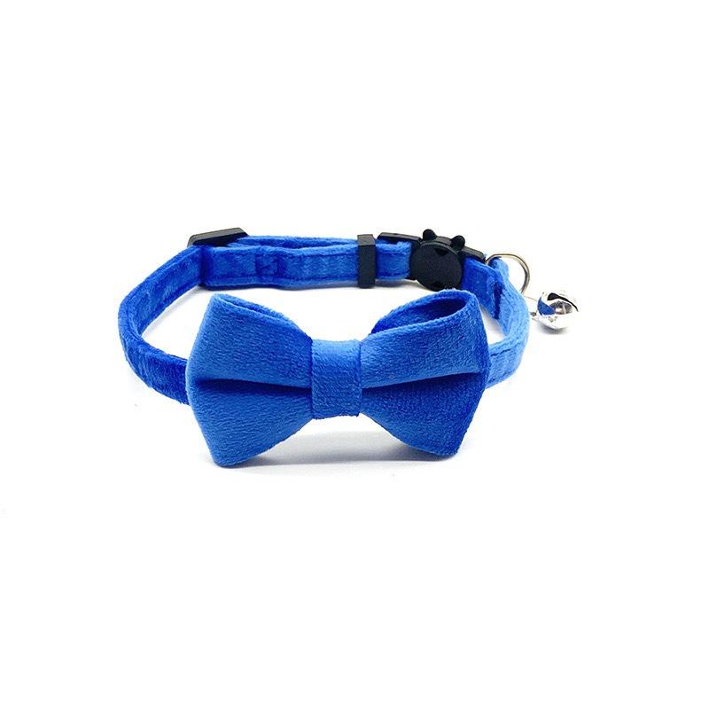 

Pet Cat Collar Velvet Solid Color Bow Cat Collar Safety Buckle with Bell Anti suffocation Neck Ring Decoration
