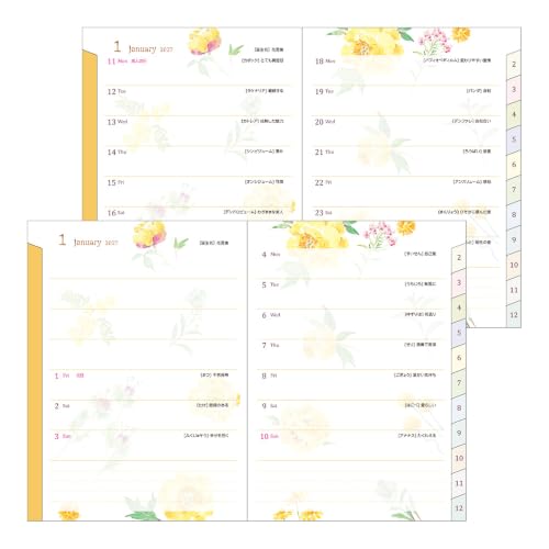 Midori Pocket Diary 2027 A6 Weekly Country Time Floral Pattern 22444006 (Starts January 2027)