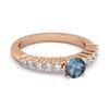 London Blue Topaz Round Solitaire Ring - 925 Sterling Silver Rose Gold Vermeil