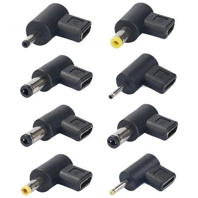 USB Typ C auf 5.5x2.5/3.0x1.1/4.0x1.7/4.8x1.7/3.5x1.35/5.5x2.1mm Buchse 90 Grad Stromladeadapter für Laptop